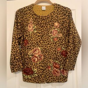 Avon Animal Print  & Flowers 2 in 1 Cardigan 1x Sweater.                  2857-X